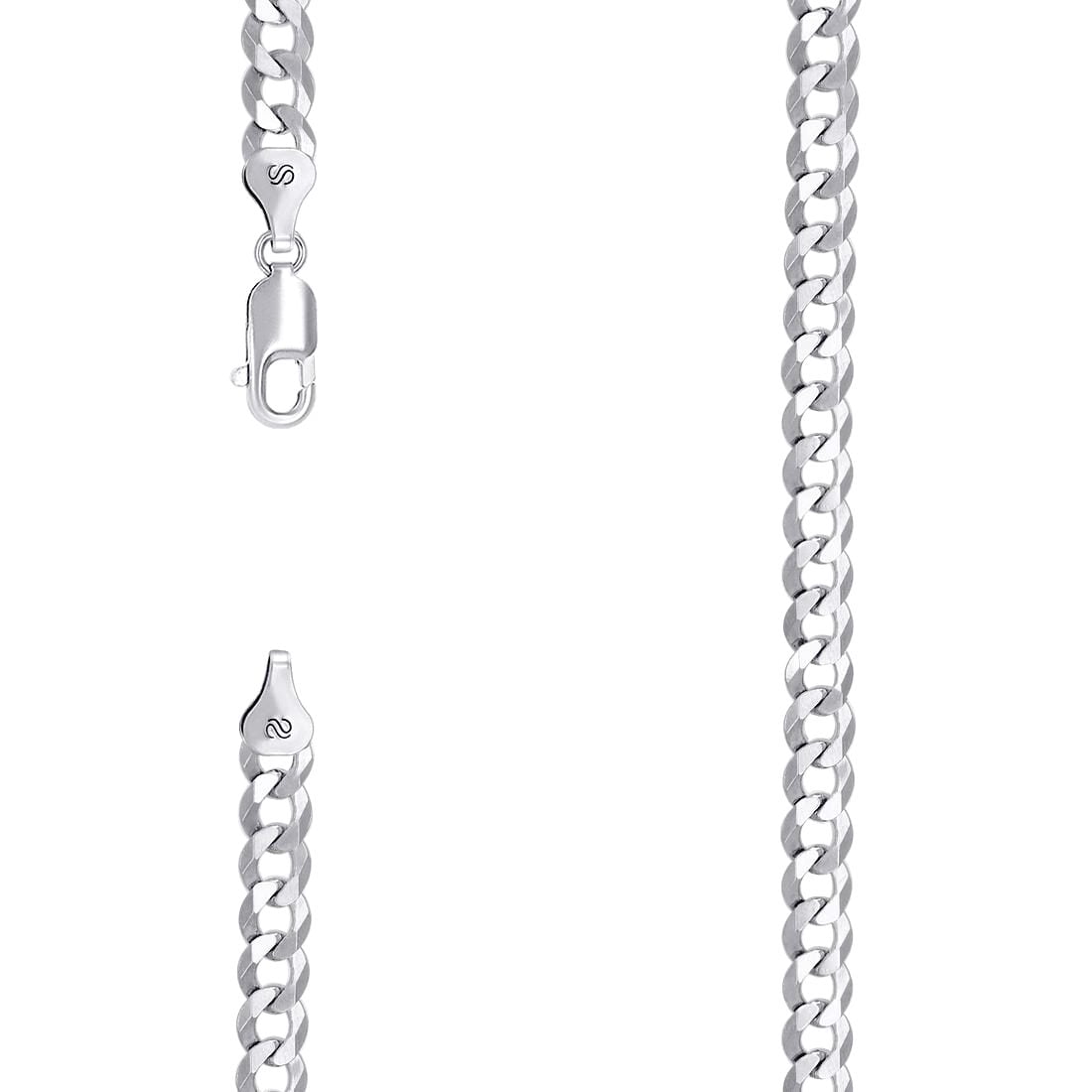 925 Sterling Silver Solid Super Flat Comfort Curb Chain Rhodium 6mm Anklet 9 Inch Anklet for Women and Men
