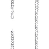 925 Sterling Silver Solid Super Flat Comfort Curb Chain Rhodium 6mm Necklace 20 Inch Chain Necklace for Women and Men