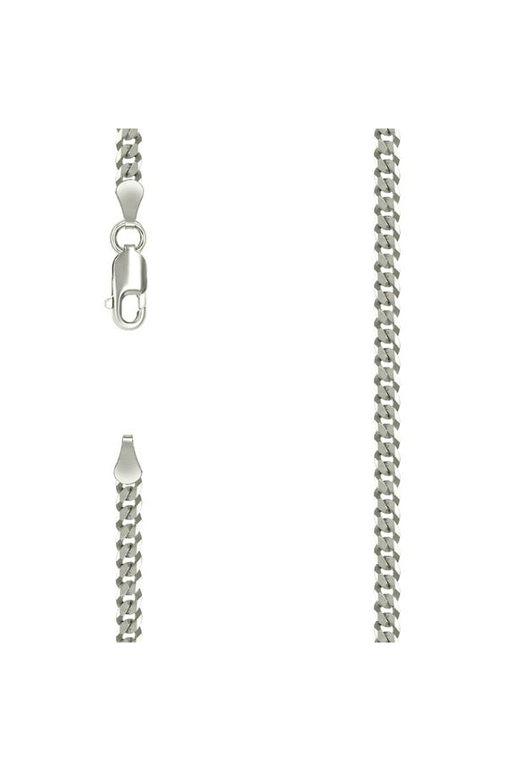 925 Sterling Silver Solid Super Flat Comfort Curb Chain Silver 3mm Necklace 20 Inch Chain Necklace for Women and Men