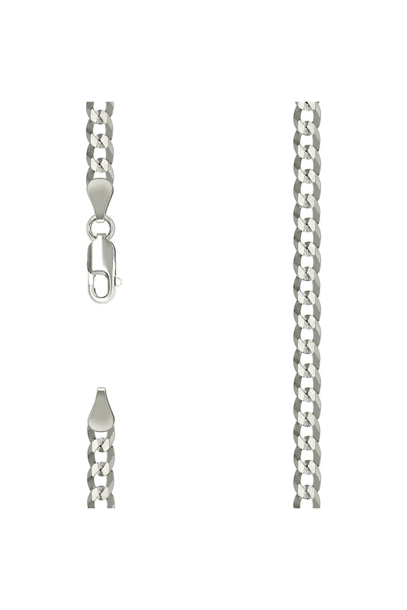 925 Sterling Silver Solid Super Flat Comfort Curb Chain Silver 4.7mm Necklace 26 Inch Chain Necklace for Women and Men