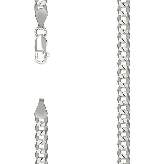 925 Sterling Silver Solid Super Flat Comfort Curb Chain Silver 5.2mm Necklace 22 Inch Chain Necklace for Women and Men