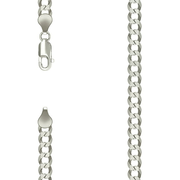925 Sterling Silver Solid Super Flat Comfort Curb Chain Silver 6mm Necklace 22 Inch Chain Necklace for Women and Men