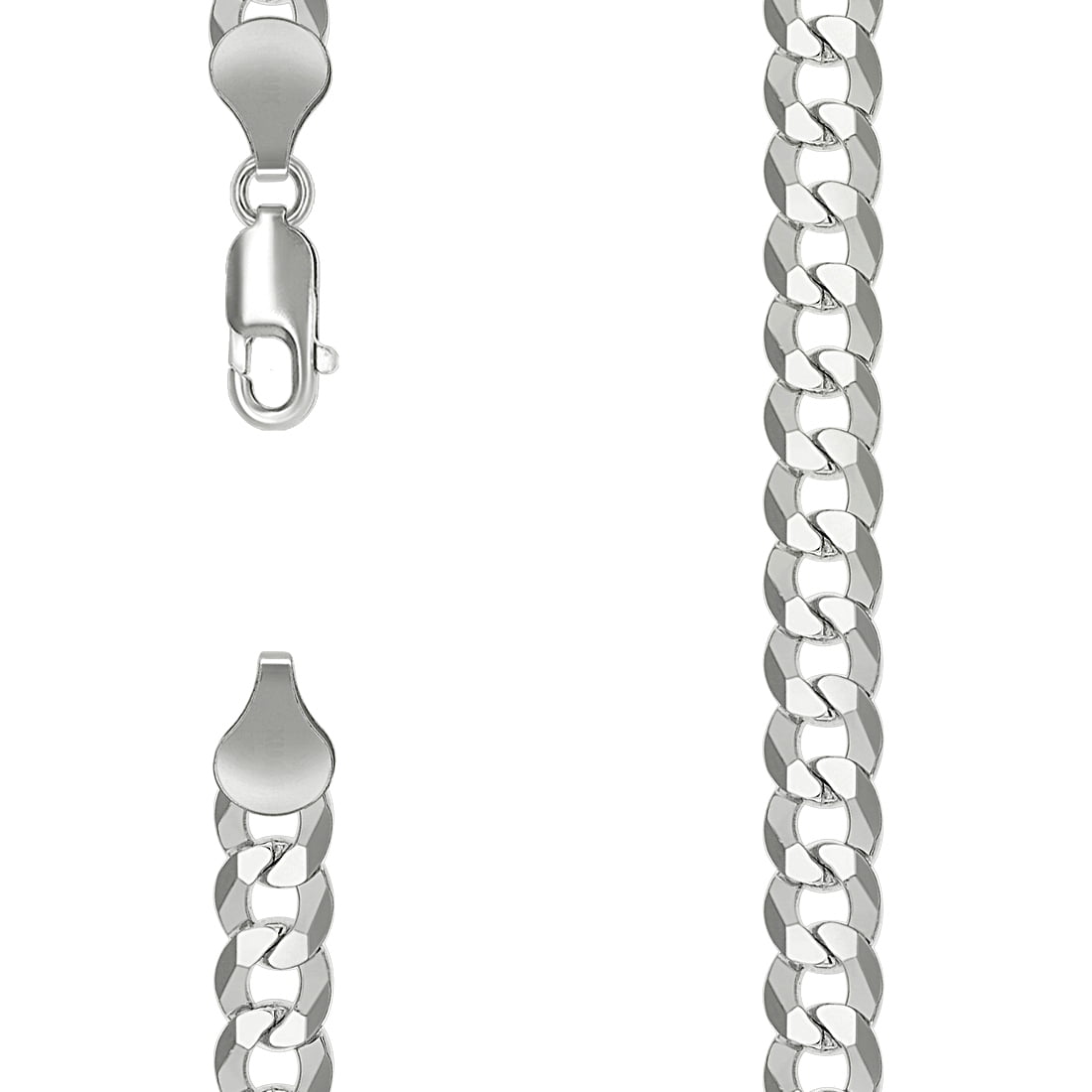 925 Sterling Silver Solid Super Flat Comfort Curb Chain Silver 7.2mm Anklet 9 Inch Anklet for Women and Men