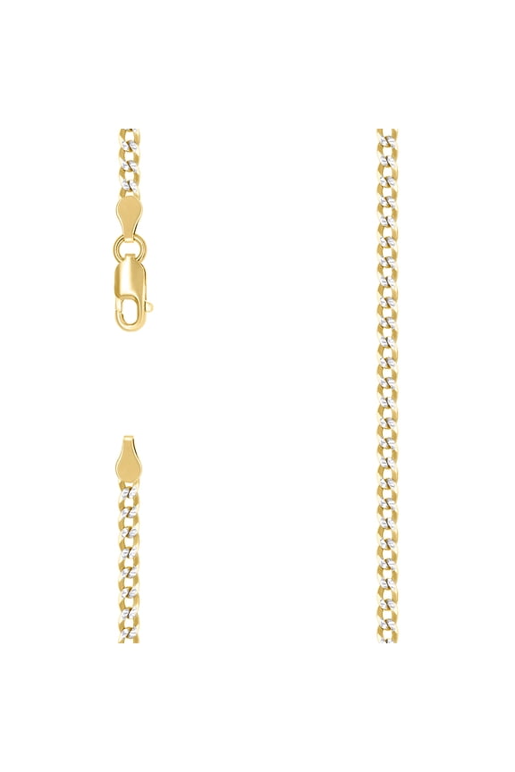 925 Sterling Silver Solid Super Flat Comfort Curb Chain Two-tone 2.8mm Necklace 14 Inch Chain Necklace