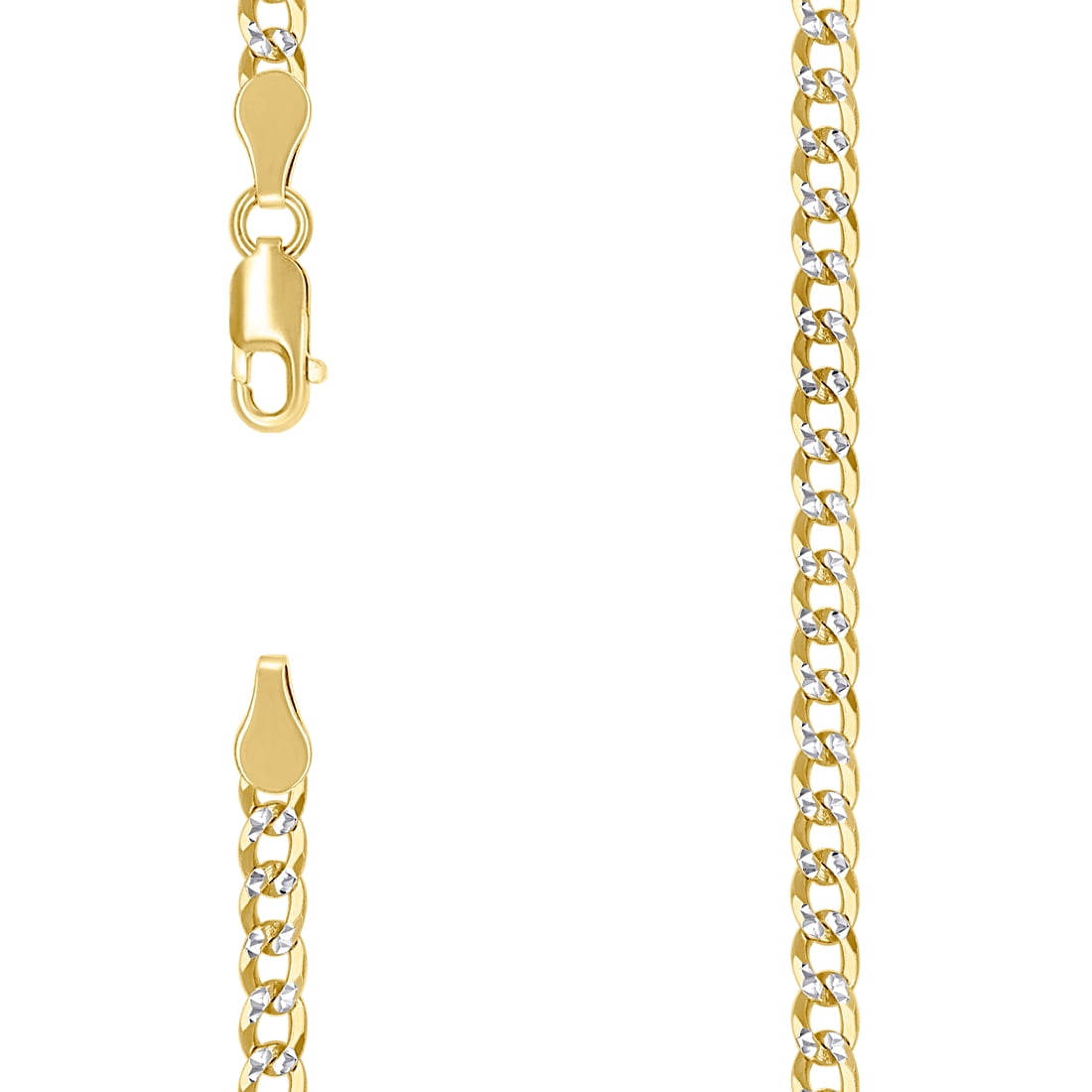 925 Sterling Silver Solid Super Flat Comfort Curb Chain Two-tone 3.7mm Anklet 9 Inch Anklet for Women and Men