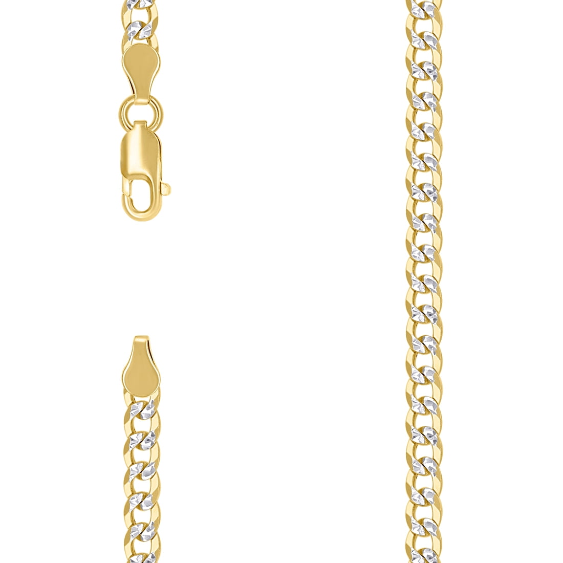 925 Sterling Silver Solid Super Flat Comfort Curb Chain Two-tone 4.2mm Anklet 9 Inch Anklet for Women and Men