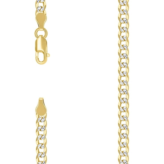 925 Sterling Silver Solid Super Flat Comfort Curb Chain Two-tone 4.2mm Necklace 18 Inch Chain Necklace for Women and Men