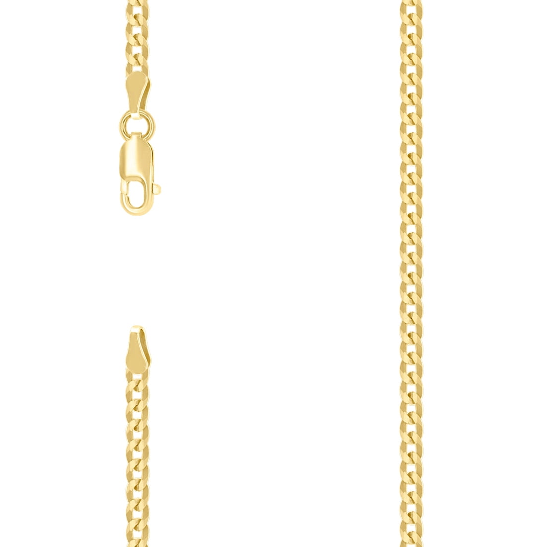 925 Sterling Silver Solid Super Flat Comfort Curb Chain Yellow 2.8mm Anklet 9 Inch Anklet for Women and Men