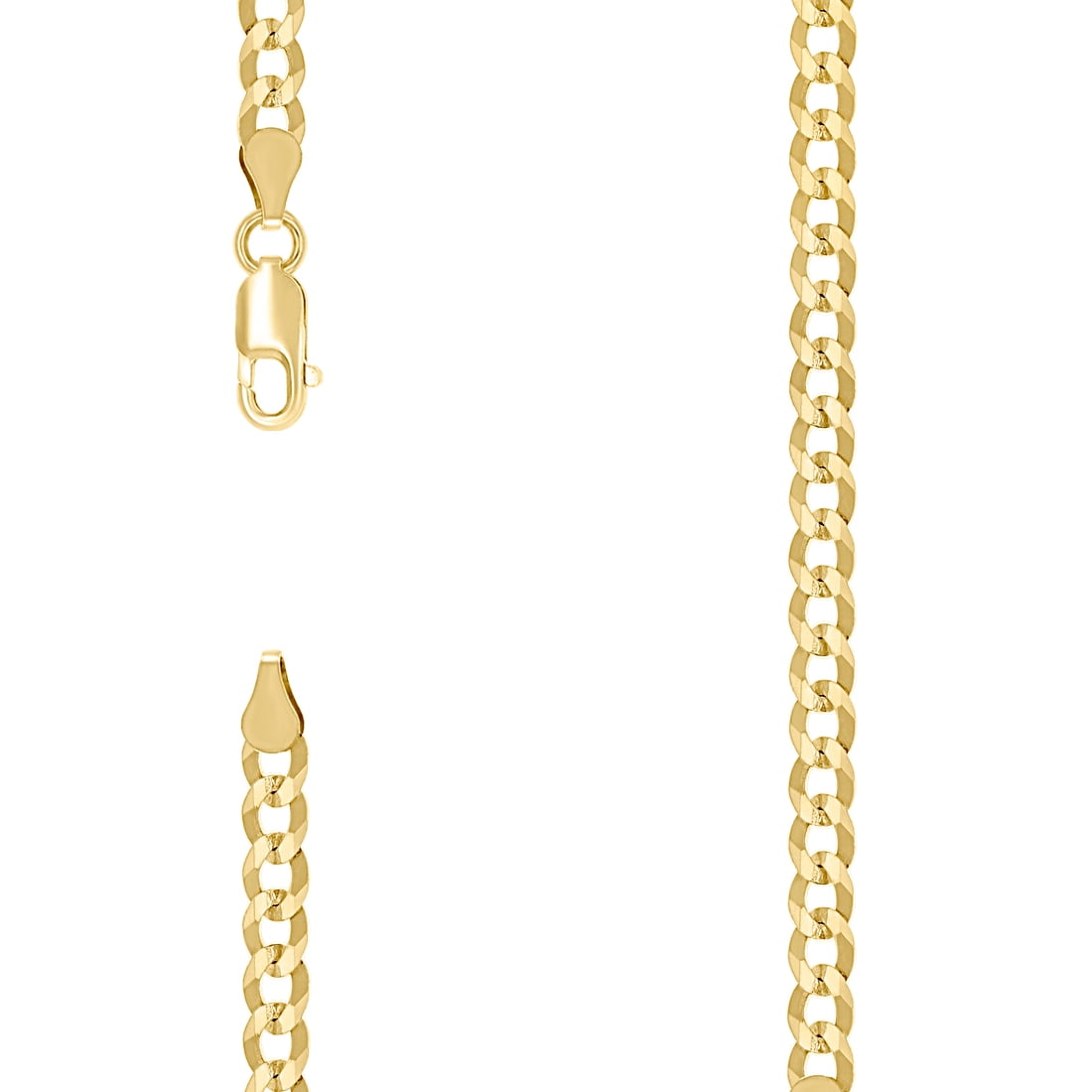 925 Sterling Silver Solid Super Flat Comfort Curb Chain Yellow 4.2mm Anklet 9 Inch Anklet for Women and Men