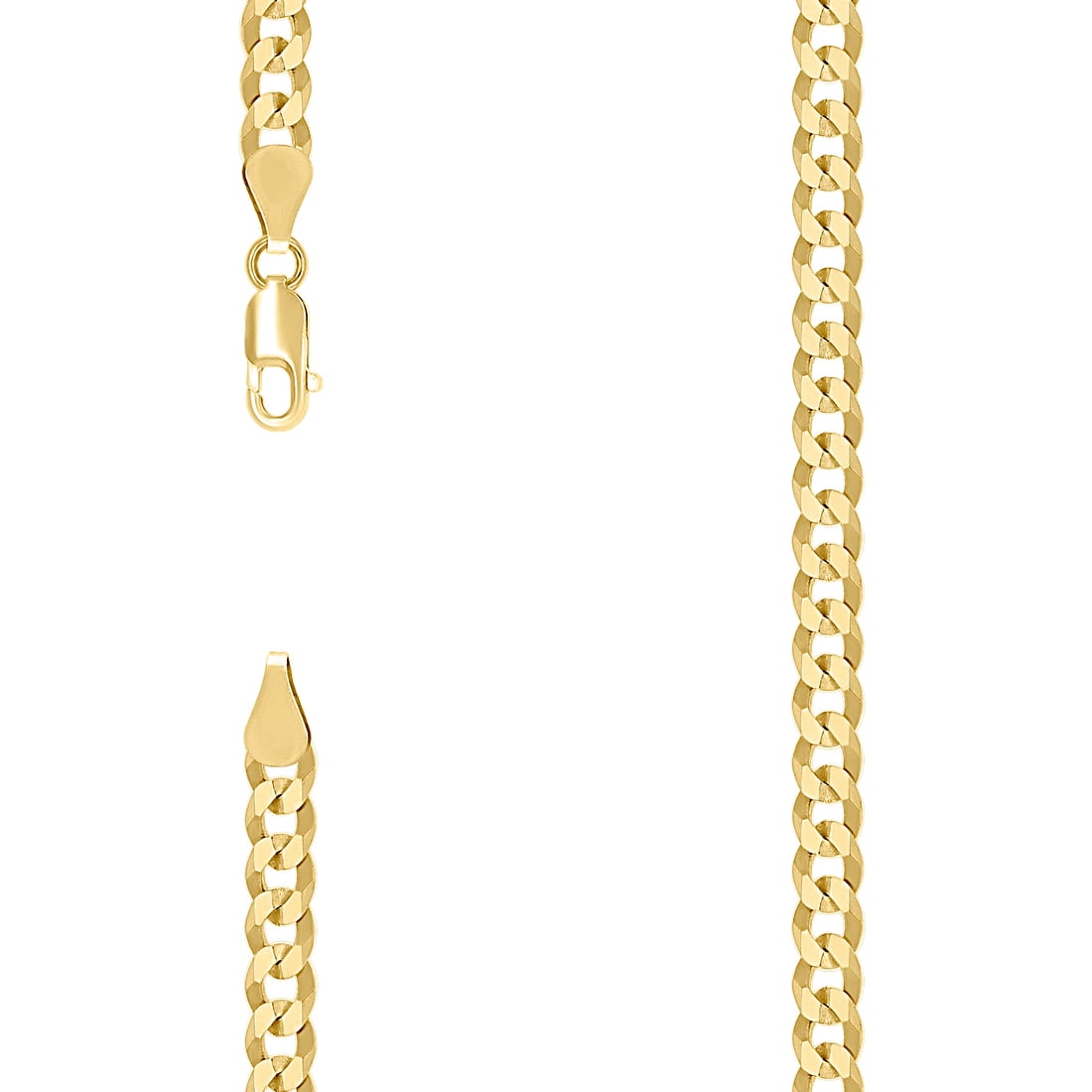 925 Sterling Silver Solid Super Flat Comfort Curb Chain Yellow 5.2mm Anklet 9 Inch Anklet for Women and Men