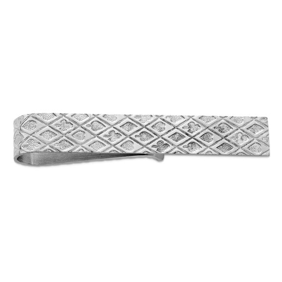 925 Sterling Silver Solid Textured Polished Not engraveable Tie Tac 50x9mm Wide Tie Clip for Men