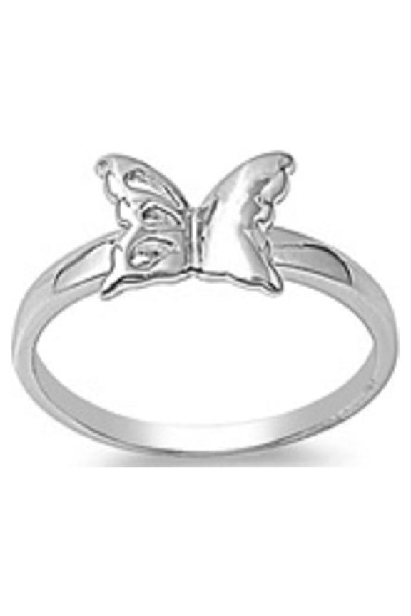 925 Sterling Silver Solitaire Cloud Nine Butterfly Ring Size 5