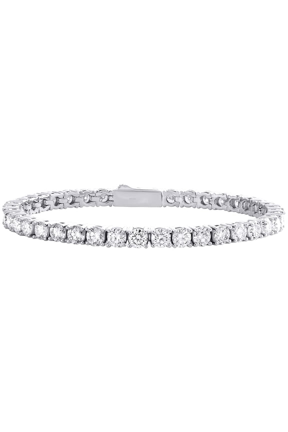 .925 Sterling Silver Solitaire Moissanite 4mm 1 Row 8" Tennis Bracelet 10.33 CT