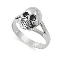 925 Sterling Silver Solitaire Skull Ring Size 10