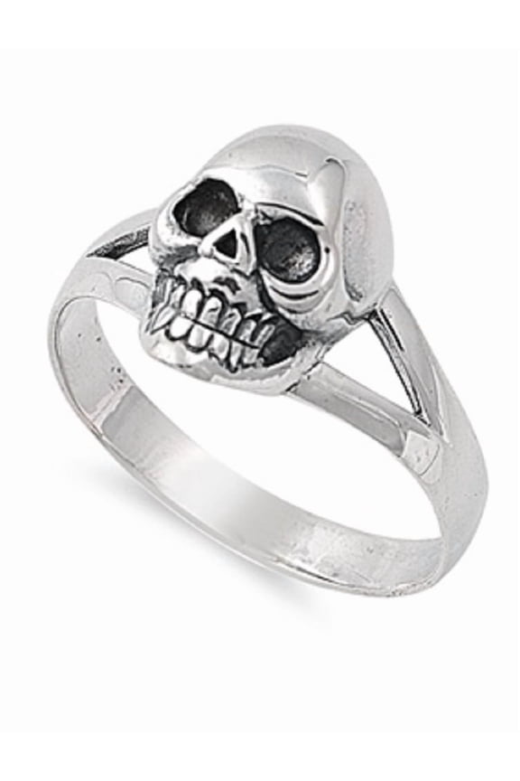 925 Sterling Silver Solitaire Skull Ring Size 5