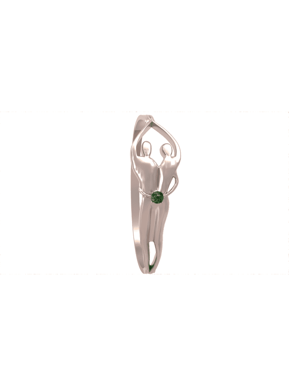 925 Sterling Silver Soulmate Ring, Gift for Her, Emerald Cubic Zirconia Stone, Size 8