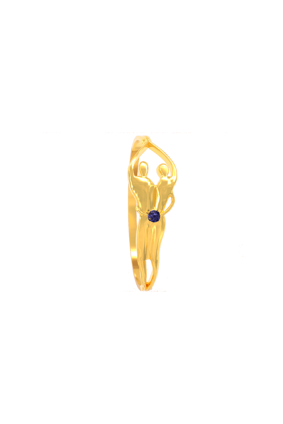 925 Sterling Silver Soulmate Ring, Gift for Her, Gold Overlay, Sapphire Cubic Zirconia Stone, Size 8
