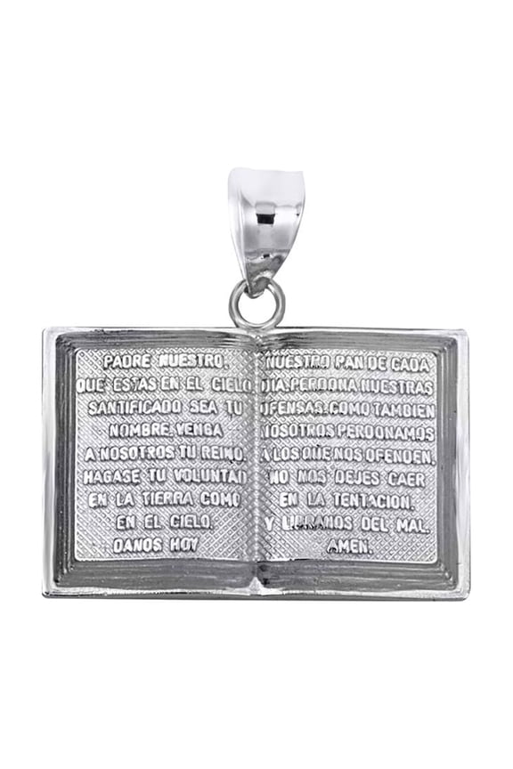 .925 Sterling Silver Spanish Open Holy Bible (Pendant)