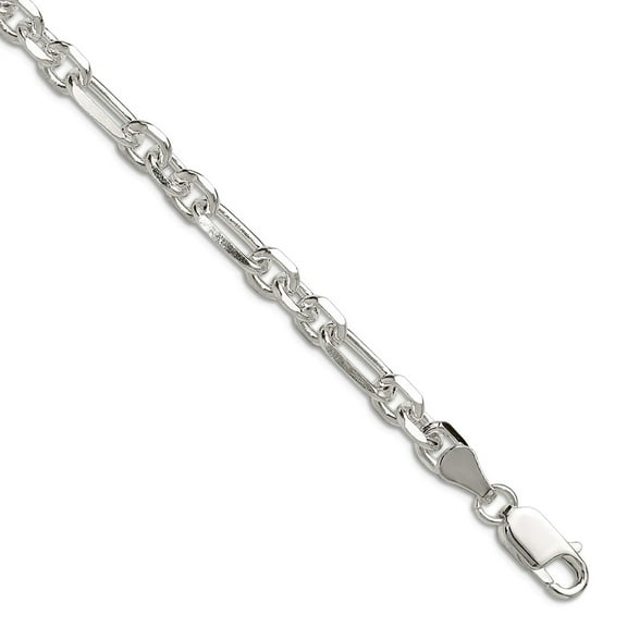 925 Sterling Silver Sparkle-Cut 6mm 3 Short Plus 1 Long Cable Link Chain Bracelet 7 Inch Link Bracelet for Women and Men