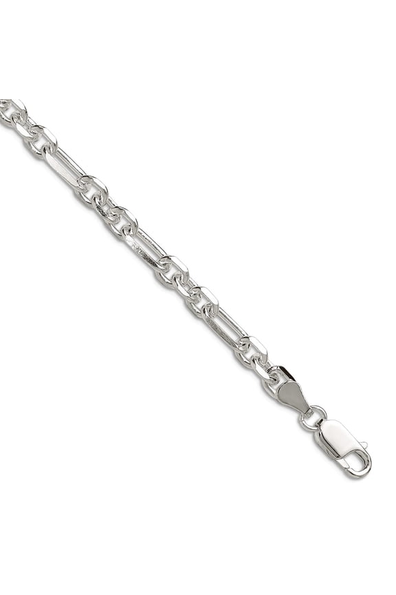 925 Sterling Silver Sparkle-Cut 6mm 3 Short Plus 1 Long Cable Link Chain Bracelet 7 Inch Link Bracelet for Women and Men