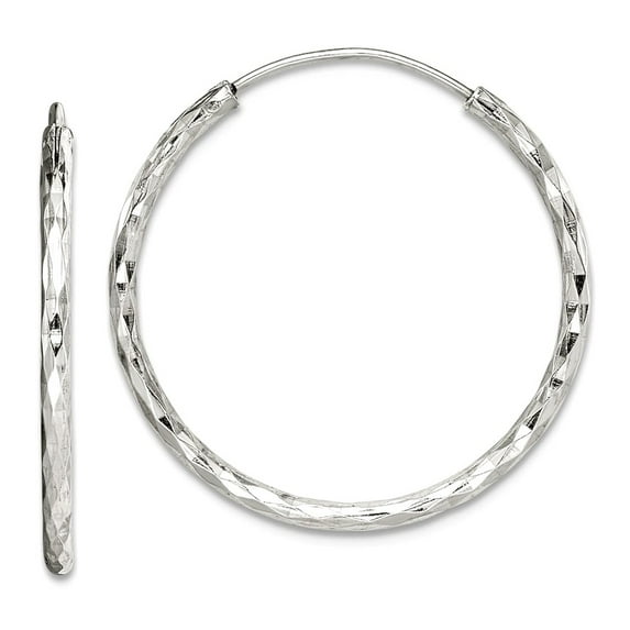 925 Sterling Silver Sparkle-Cut Hoop Earrings 24.16x24.3mm Wide 1.5mm Thick Hoop Earring for Women