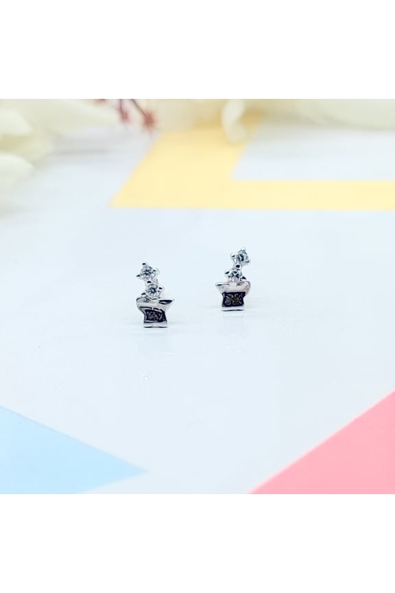 925 Sterling Silver Sparkle Star Studs Earrings CZ Diamonds Starburst Stud Minimalist Handmade Studs with Push Back Gift for Anniversary