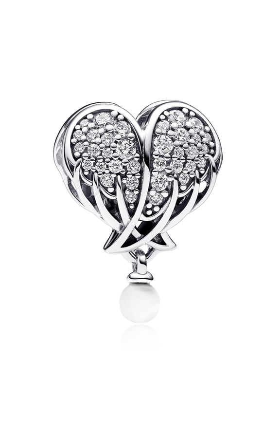 925 Sterling Silver Sparkling Angel Wings & Heart Dangle Women S925 Silver Chamrs Bracelet Charms