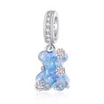thumbnail image 1 of 925 Sterling Silver Sparkling Blue Bear Dangle Charm for Bracelet Charms Bangle Pendant Jewelry, 1 of 4