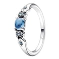 thumbnail image 1 of 925 Sterling Silver Sparkling Blue Zircon Moon Star Ring Women Finger Ring For Party Jewelry, 1 of 6