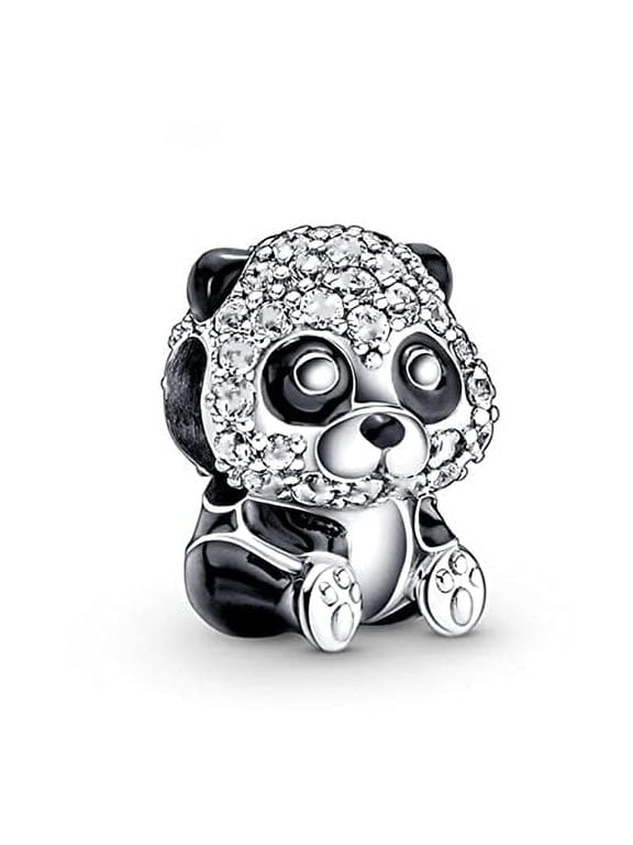 925 Sterling Silver Sparkling Cute Panda Charm for Women Moment Charm Bracelet