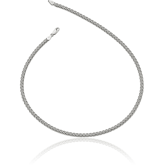 925 Sterling Silver Spiga Wheat Link Chain Necklace