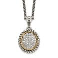 thumbnail image 1 of 925 Sterling Silver Spiga Wheat Necklace with Pendants Chain Shey Couture 14K Accent 18 Inch Antiqued Diamond 15 mm, 1 of 5