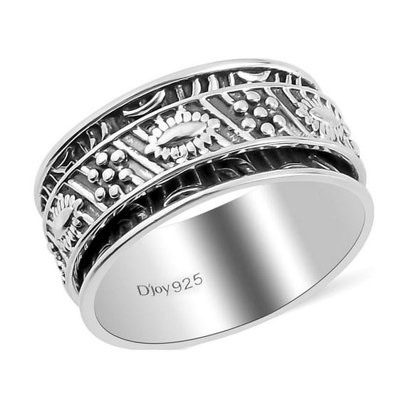 Fidget Anxiety Ring for Women 925 Sterling Silver Spinning Spinner Rings for Men Oxidized Concave Boho Vintage Jewelry Band Meditation Stress Relief Women Size 11 Birthday Christmas Gifts
