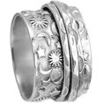 thumbnail image 1 of 925 Sterling Silver Spinner Flowers Ring for Women Fidget Anxiety Relief Ring Band Meditation Ring, 1 of 2