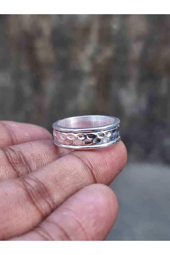 925 Sterling Silver Spinner Ring – Anxiety Fidget Ring, Meditation Band, Handmade Silver Ring for Women, Gift for Her, Stress Relief Ring