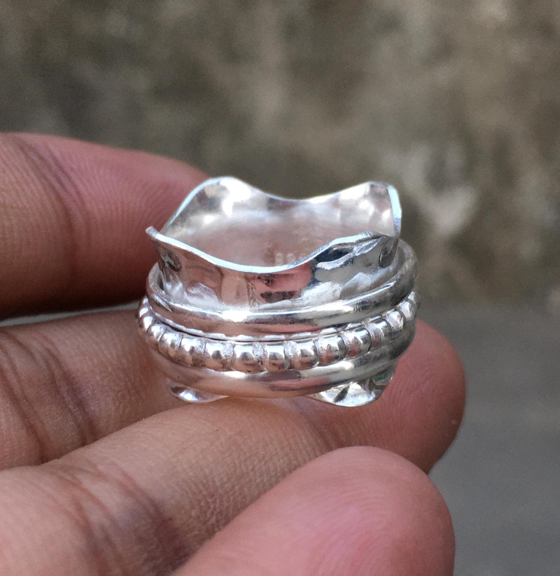 925 Sterling Silver Spinner Ring for Anxiety Relief - Handmade ...