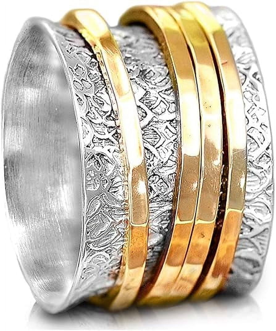 Katea 4pcs stainless steel fidget band rings for women mens spinner