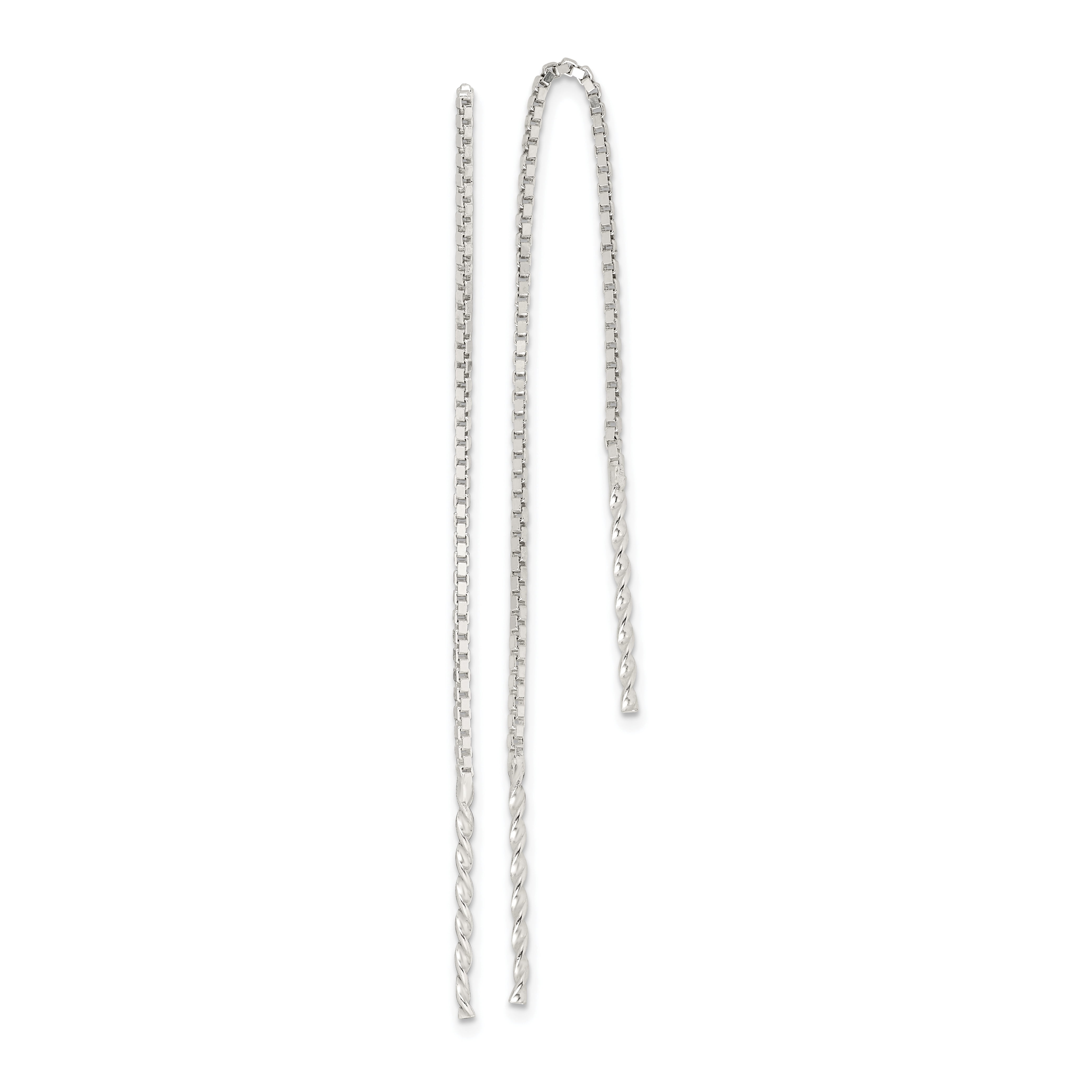 925 Sterling Silver Spiral Bar Threader Earrings