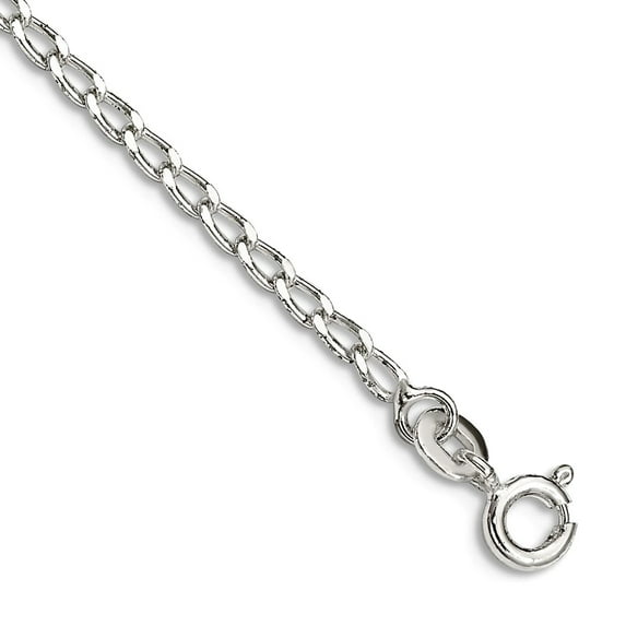 925 Sterling Silver Spring-Ring 2.0mm Open Link Chain Bracelet 7 Inch Link Bracelet for Women and Men