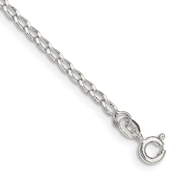 Primal Silver Sterling Silver 2.0mm Open Elongated Curb Chain Anklet