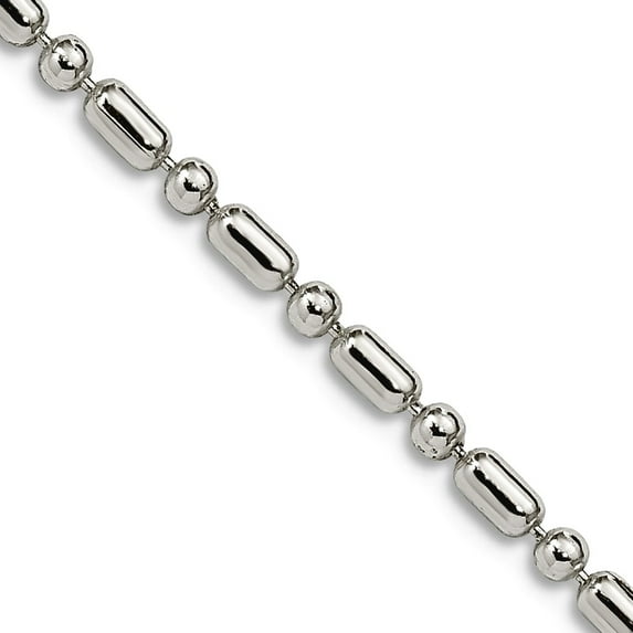 925 Sterling Silver Spring-Ring 2mm Fancy Beaded Chain Necklace 24 Inch Chain Necklace for Women and Men