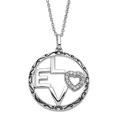 thumbnail image 1 of 925 Sterling Silver Spring-Ring Oxidized Antiqued Cubic Zirconia Love 18inch Necklace Pendant Necklace for Women, 1 of 2
