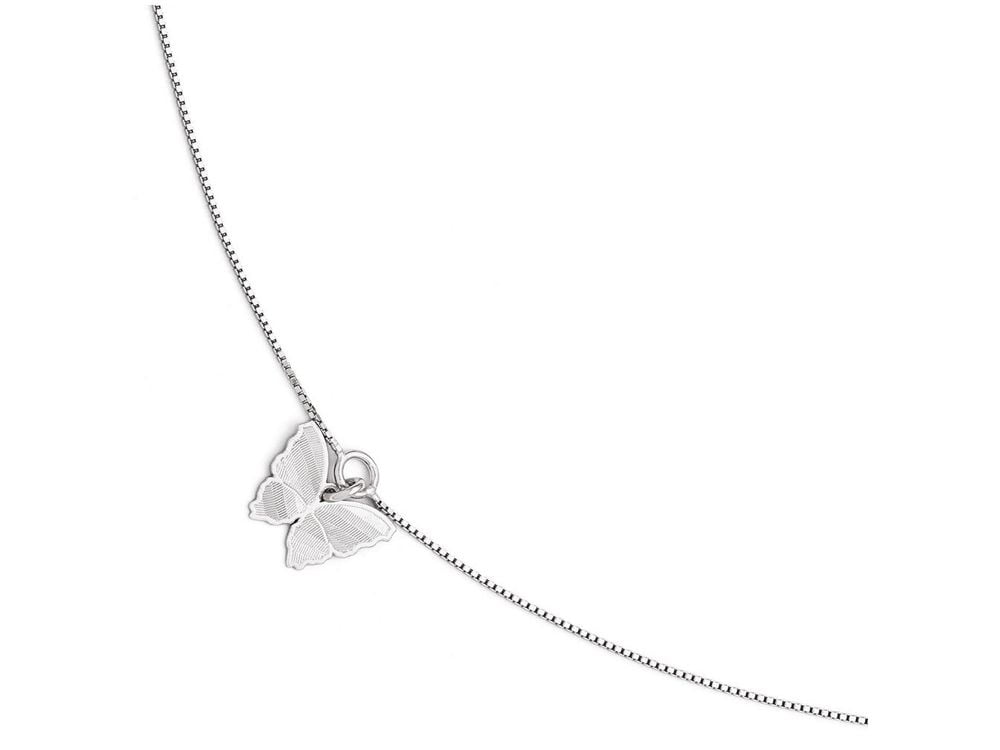 FJC Finejewelers Sterling Silver Polished and Textured Butterfly Anklet W/1in Ext