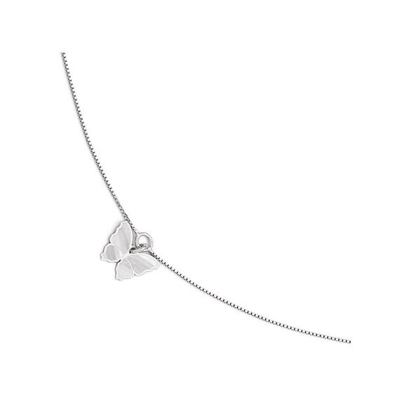 FJC Finejewelers Sterling Silver Polished and Textured Butterfly Anklet W/1in Ext