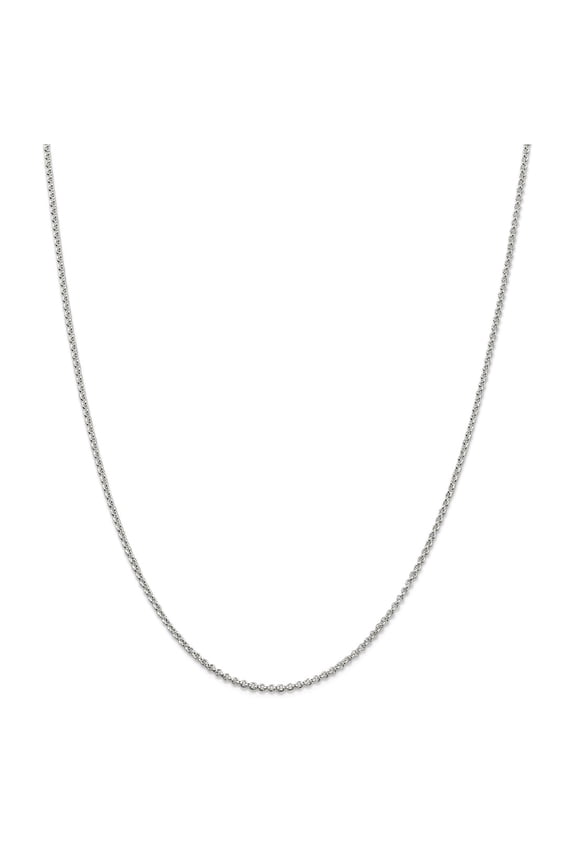 925 Sterling Silver Spring-Ring Rhodium Plated 1.5mm With 2inch Ext. Rolo Chain Necklace 18 Inch Chain Necklace for Wome