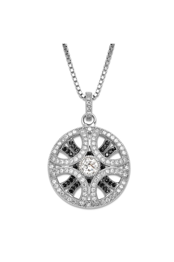 925 Sterling Silver Spring-Ring and Cubic Zirconia Brilliant Embers Necklace 18 Inch Pendant Necklace for Women