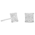 thumbnail image 1 of .925 Sterling Silver Square CZ Stud Women's Earrings, 1 of 1