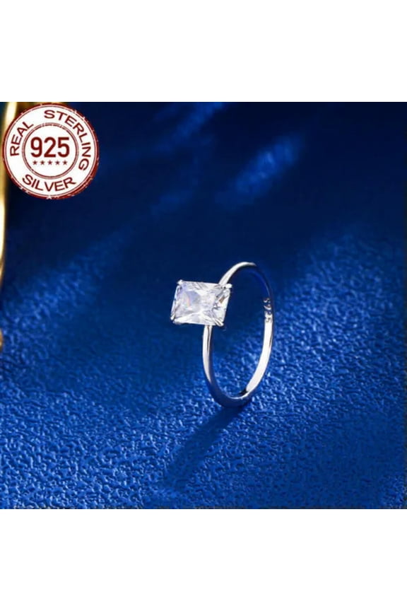 925 Sterling Silver Square Cut Engagement 1 Carat Ring Women's Fashion Wedding
