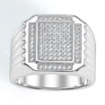 thumbnail image 1 of Tilo Jewelry Solid 925 Sterling Silver Pave Square Signet Ring, Statement Pinky Wedding Band Ring | Size 12 | Classic Engagement Ring for Men, 1 of 8