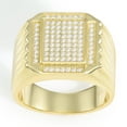 thumbnail image 1 of Tilo Jewelry Yellow Gold Plated 925 Sterling Silver Pave Square Signet Statement Pinky Ring | Size 12 | Classic Ring for Men, 1 of 7